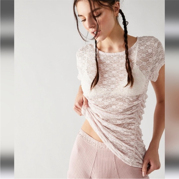 Free People Tops - Free People Keep It Simple Lace Baby Tee